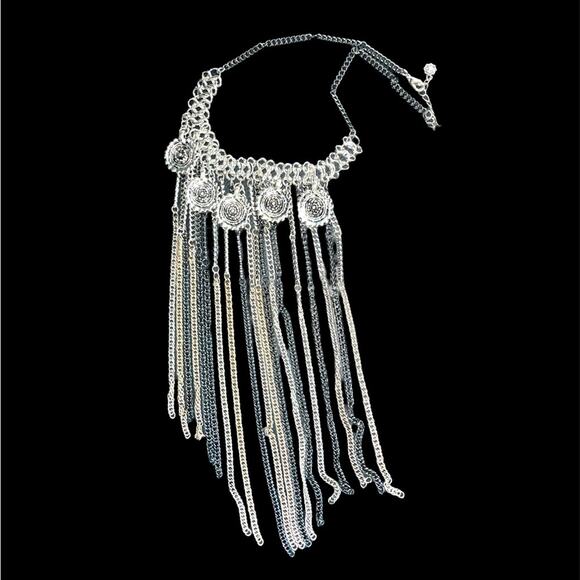 Anthropologie Tri-color Recycled Metal Bib Necklace New - Picture 1 of 7